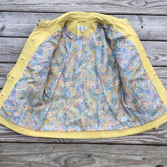 NWOT! - D & CO butter yellow LAMBSKIN LEATHER Jacket - Picture 7 of 7